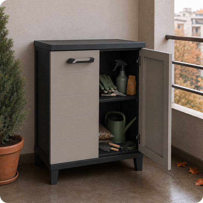Prime alacsony szekrény nedvességálló műanyagból, 66x40x88 cm, szűk helyekre