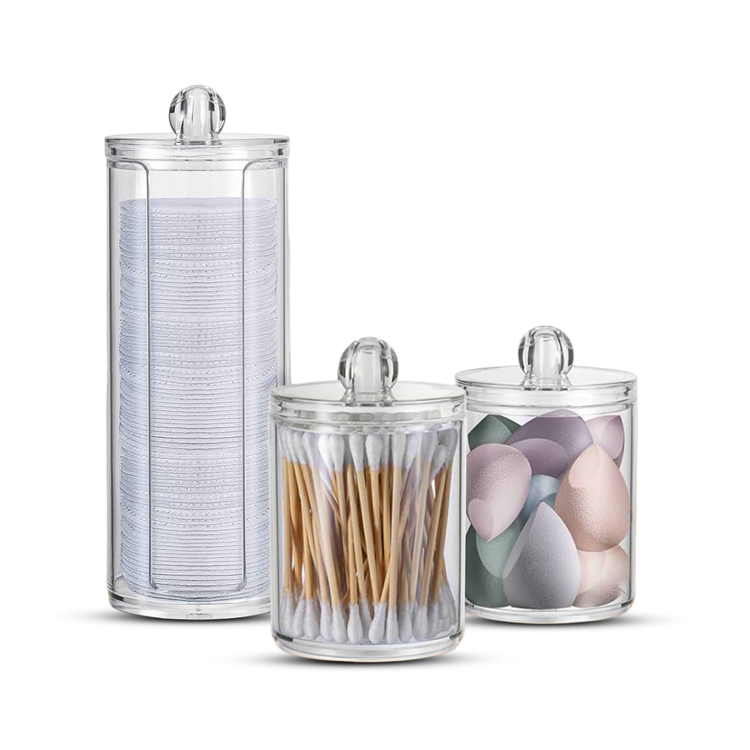 Organizer Bagno Trasparenti – Set 3 Pezzi con Coperchio Multiuso in PP