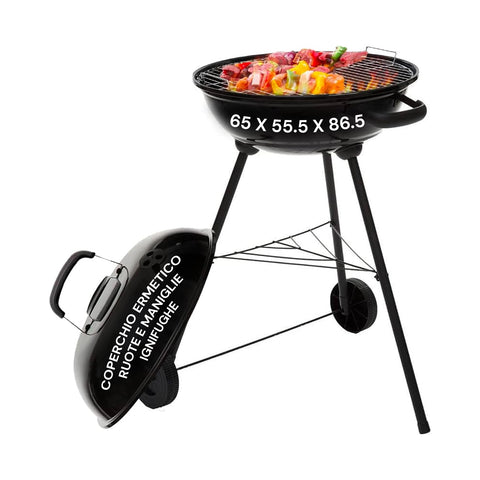 Carmensa faszenes grill krómozott grillráccsal Ø44cm 6/8 személy részére