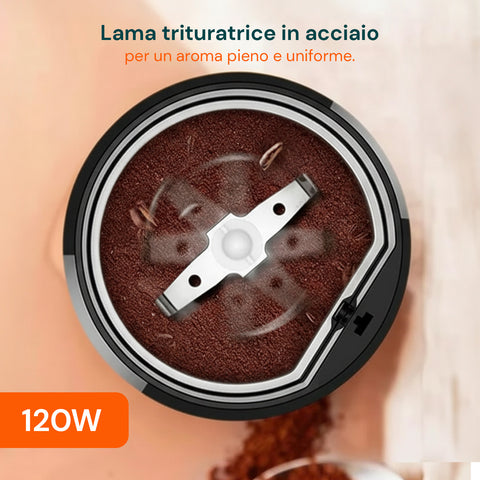 Macina Caffè Elettrico Inox con Lama in Acciaio e Grado di Macinatura Regolabile