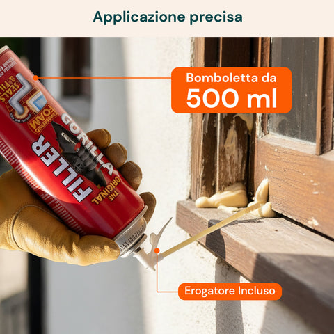 Schiuma Riempitiva Sigillante 500ml per Crepe, Buchi e Cavità