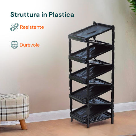 Scarpiera Zig Zag Per 10 Paia Di Scarpe In Plastica 36x30x65cm