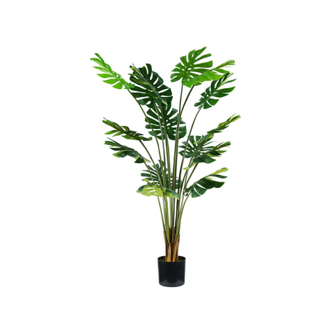 Polietilén Monstera növény 16 levéllel, mohás cseréppel, 170 cm