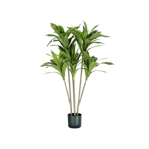 Polietilén Dracaena növény 88 levéllel, mohás cseréppel, 130 cm