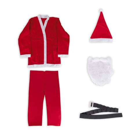 Costume di Babbo Natale Completo – Cappello, Barba, Giacca e Pantaloni
