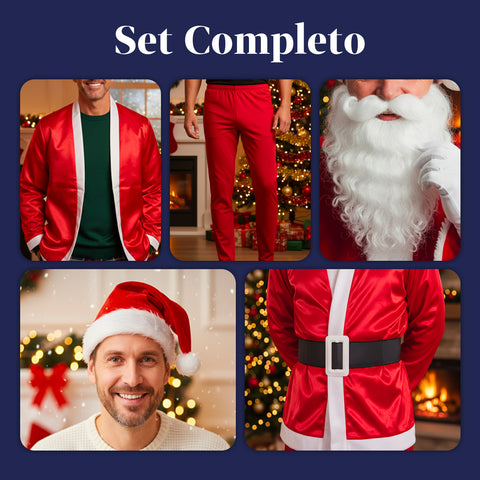 Costume di Babbo Natale Completo – Cappello, Barba, Giacca e Pantaloni