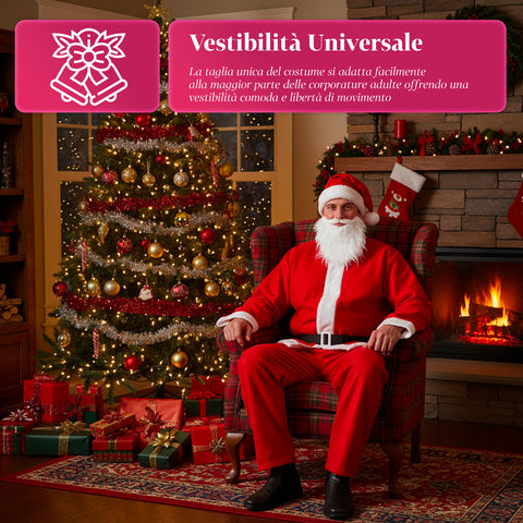 Costume di Babbo Natale Completo – Cappello, Barba, Giacca e Pantaloni