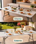 Tavolo pieghevole in plastica usato in casa e in giardino