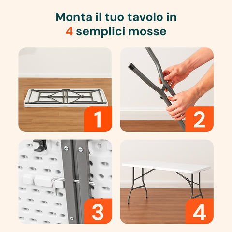 Montaggio del tavolo pieghevole in 4 semplici passaggi