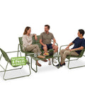 Set Lounge da Esterno 4 Pezzi – Salotto da Giardino con 2 Sedie, Divanetto e Tavolino – Struttura in Ferro e Seduta in Textilene – Portata 240kg/120kg