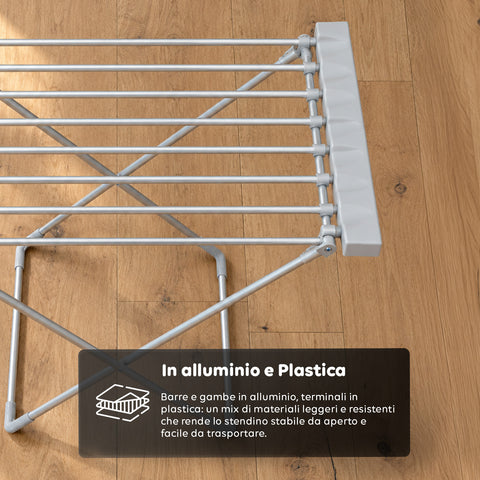 Alumínium ruhaszárító – 8 rúddal és összecsukható kialakítással