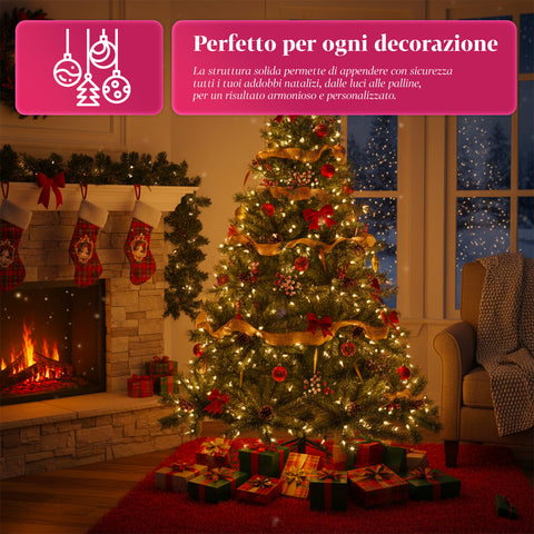 Albero di Natale Verde Realistico con Pigne e Base in Metallo – 150/180/210 cm