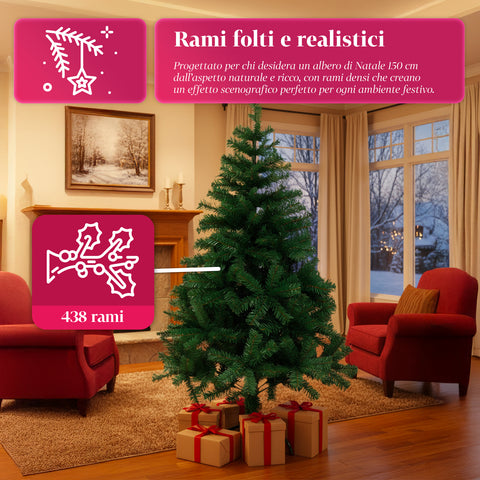 Albero Natalizio Classico – Rami Folti e Stabili, Altezza 150/180/210 cm