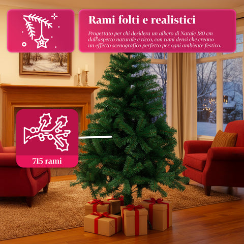 Albero Natalizio Classico – Rami Folti e Stabili, Altezza 150/180/210 cm