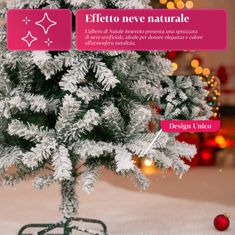 Albero Natalizio Innevato con Rami Folti e Base in Metallo– 150/180/210 cm