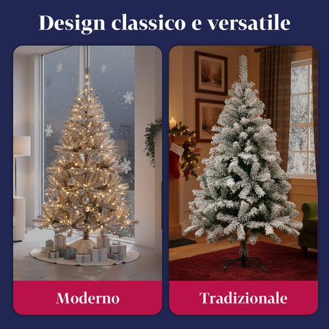 Albero Natalizio Innevato con Rami Folti e Base in Metallo– 150/180/210 cm