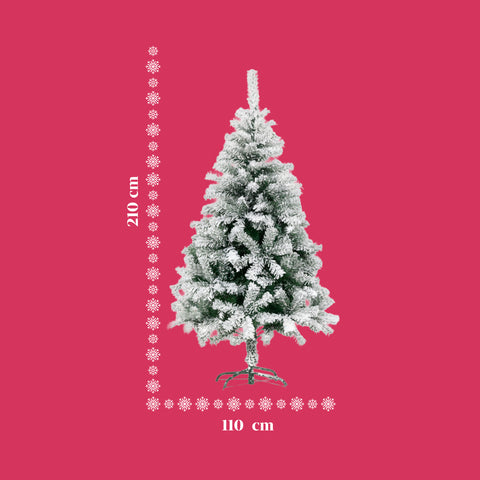 Albero Natalizio Innevato con Rami Folti e Base in Metallo– 150/180/210 cm