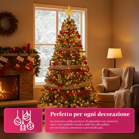 Albero di Natale Realistico Verde 210 cm e 631 Rami – Stile Tradizionale