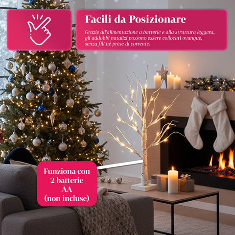 Set 2 Alberelli Decorativi Luci LED – Rami Effetto Betulla e Design Realistico