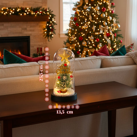 Albero di Natale Sotto Campana con Luci LED – Eleganza Natalizia Illuminata