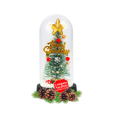 Albero di Natale Sotto Campana con Luci LED – Eleganza Natalizia Illuminata