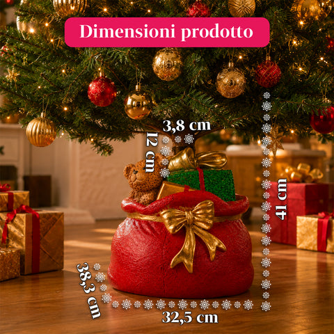 Dekoratív karácsonyfa-talapzat, 10 mintával, vasból és magnéziumból, univerzális rögzítéssel, legfeljebb 210 cm-es fákhoz, 2 LED-es modellel