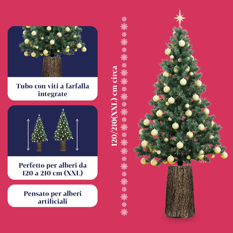 Base Realistica per Alberi di Natale XXL da 120 a 210 cm – Stile Tronco