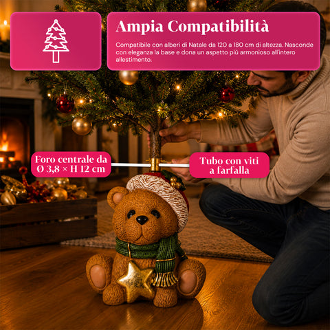 Dekoratív karácsonyfa-talapzat, 10 mintával, vasból és magnéziumból, univerzális rögzítéssel, legfeljebb 210 cm-es fákhoz, 2 LED-es modellel