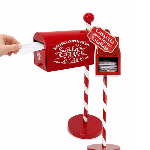 Piros-fehér karácsonyi postaláda amerikai stílusban, H50 cm