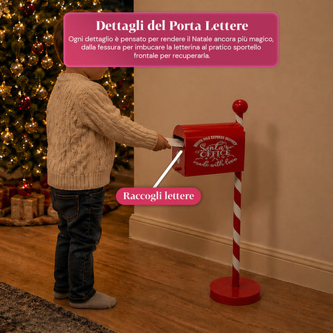 Piros-fehér karácsonyi postaláda amerikai stílusban, H50 cm