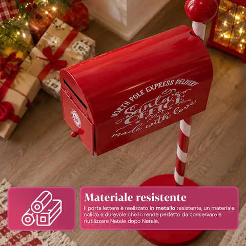 Piros-fehér karácsonyi postaláda amerikai stílusban, H50 cm