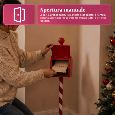 Piros-fehér karácsonyi postaláda amerikai stílusban, H50 cm