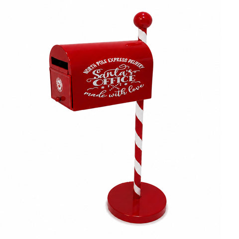 Piros-fehér karácsonyi postaláda amerikai stílusban, H50 cm