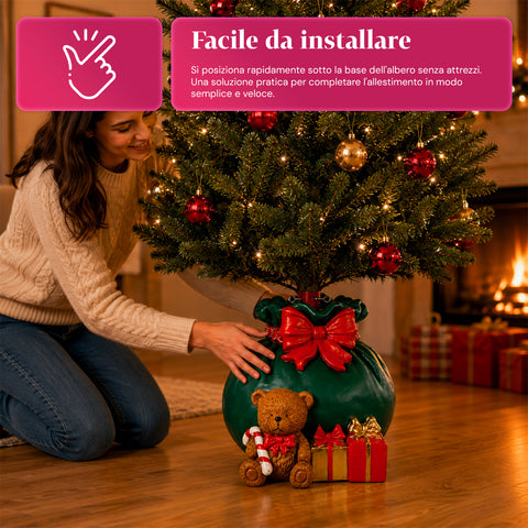 Dekoratív karácsonyfa-talapzat, 10 mintával, vasból és magnéziumból, univerzális rögzítéssel, legfeljebb 210 cm-es fákhoz, 2 LED-es modellel