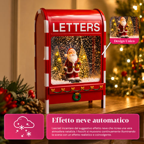 Karácsonyi postaláda Mikulással – LED-világítással, zenével és hóeffekttel