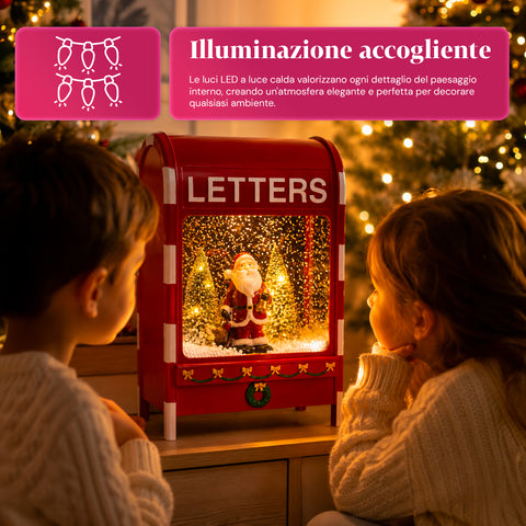 Karácsonyi postaláda Mikulással – LED-világítással, zenével és hóeffekttel