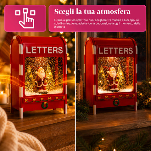 Karácsonyi postaláda Mikulással – LED-világítással, zenével és hóeffekttel