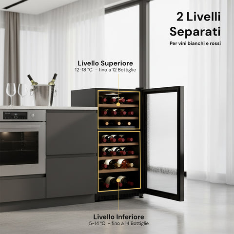 Cantinetta Vino Refrigerata Silenziosa con Display Led Touch e Mensole Cromate