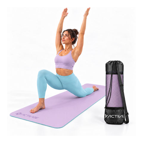 Tappetino yoga antiscivolo in TPE 6 mm, double face con tracolla