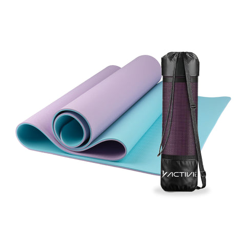 Tappetino yoga antiscivolo in TPE 6 mm, double face con tracolla
