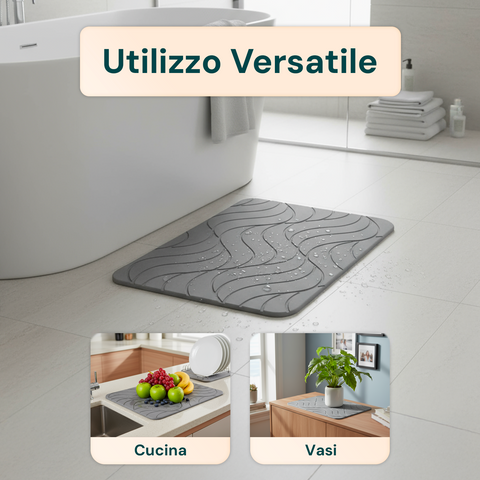 Tappetino Antiscivolo da Bagno in Pietra Diatomite – Igienico e Assorbente