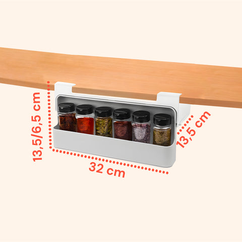 Organizer Cucina Portaspezie – Set 2 Mensole con 6 Barattoli in Vetro Inclusi