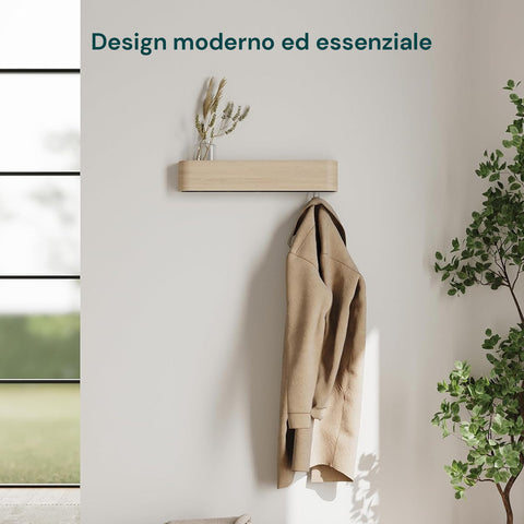Appendiabiti da Muro Design Moderno con 4 Ganci a Scomparsa