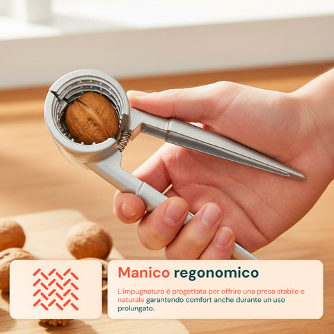 Schiaccianoci in Alluminio Ergonomico con Molla Integrata Resistente