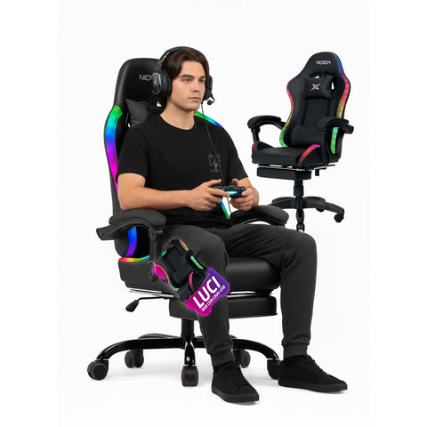 Dönthető gamer szék kihúzható lábtartóval, deréktámasszal és fejtámasszal