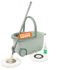 Kit mocio rotante 360 verde con secchio, centrifuga e 2 testine in microfibra