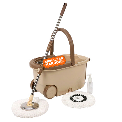Kit mocio rotante 360 color marrone con secchio e centrifuga