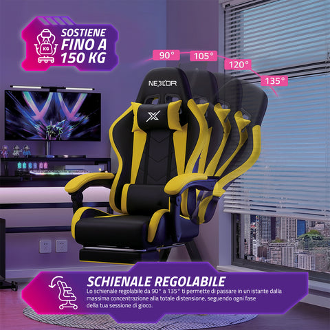 Dönthető gamer szék kihúzható lábtartóval, deréktámasszal és fejtámasszal