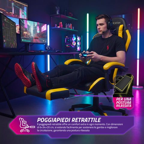 Dönthető gamer szék kihúzható lábtartóval, deréktámasszal és fejtámasszal