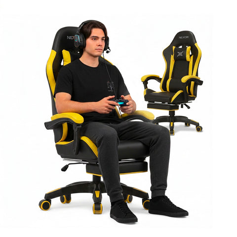 Dönthető gamer szék kihúzható lábtartóval, deréktámasszal és fejtámasszal
